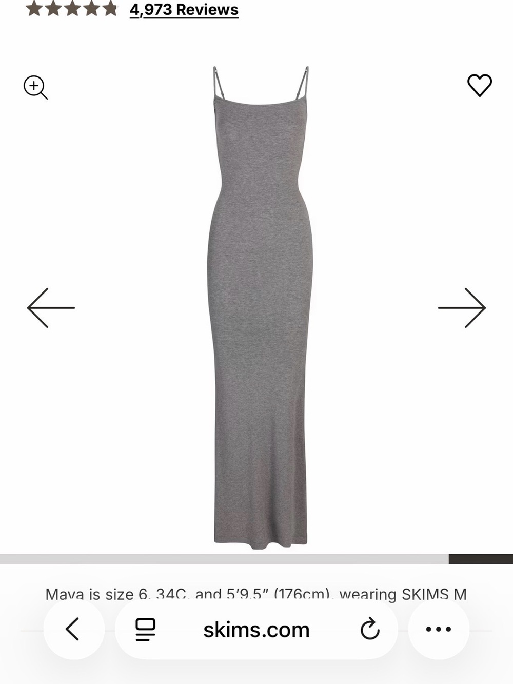 SKIMS Heather Gray Ribbed Slip Maxi Dress
